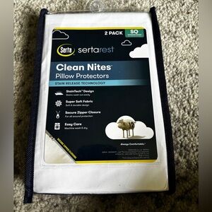 Serta Sertarest Clean Nites Pillow Protectors 2 Pack White Standard/Queen